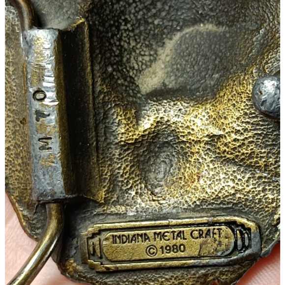 Indiana Metal Craft Lion Head Belt Buckle Vintage 1980s Heavy Cast Rustic - Picture 9 of 10